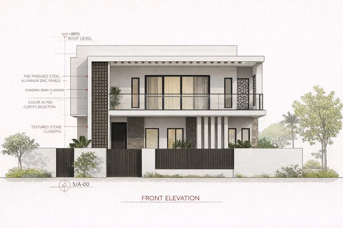 Sleek Modern Residence: An Architectural Elevation