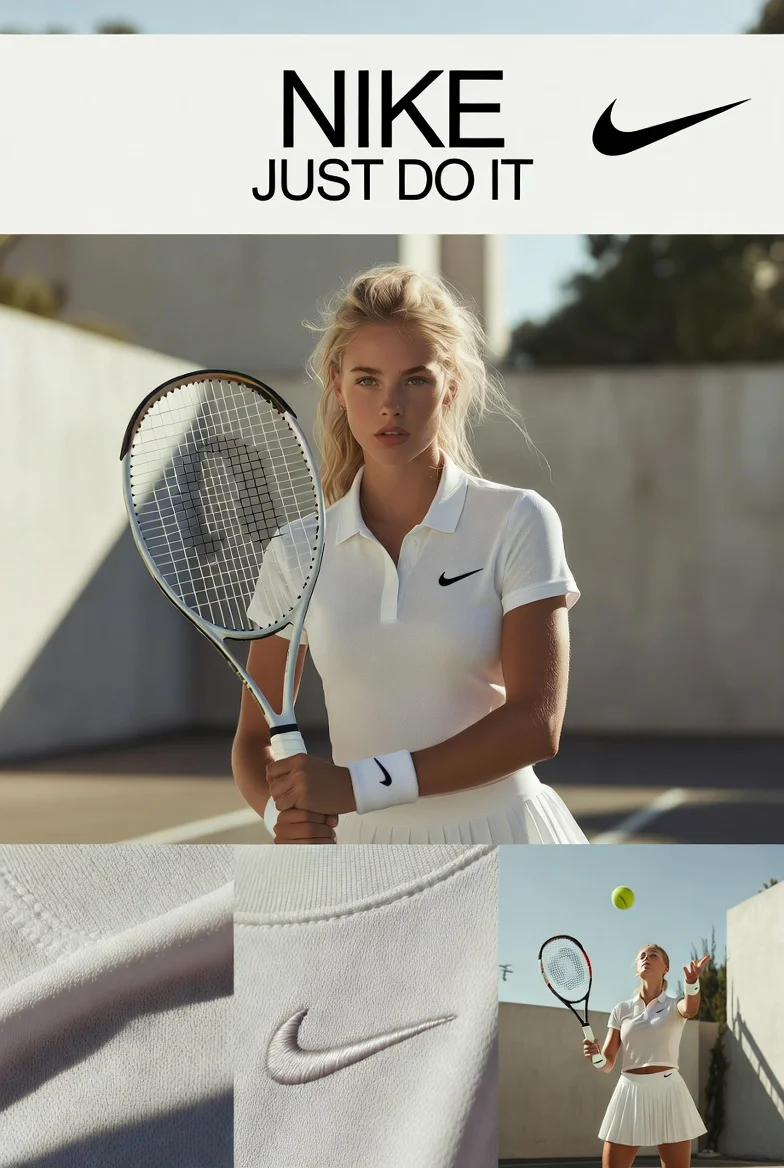 Sleek Nike Tennis Fashion Editorial Grid with Confident Athlete