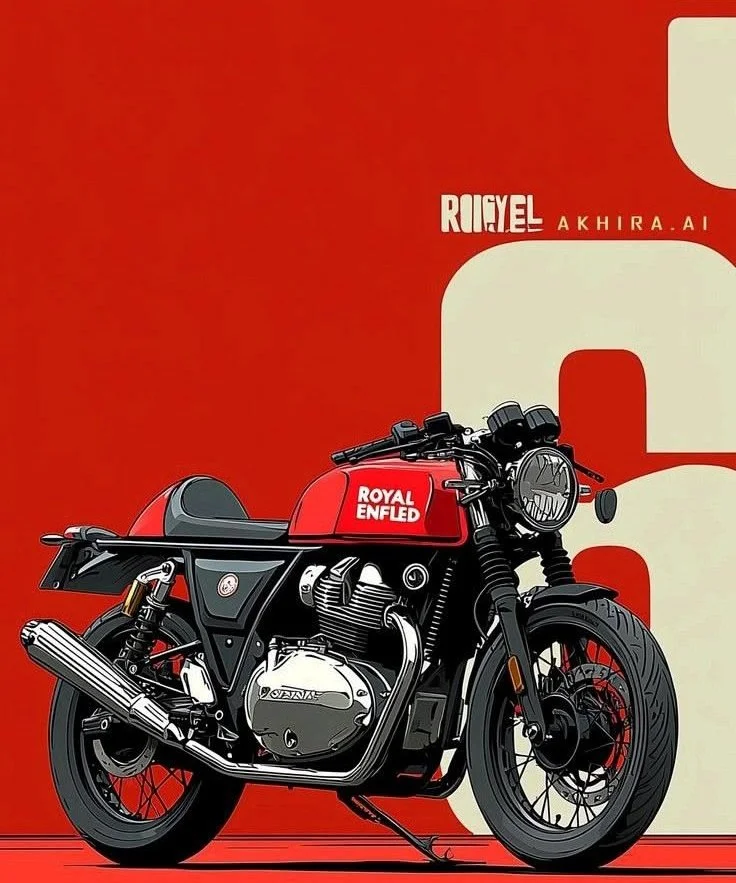 Sleek Royal Enfield Café Racer in Bold Minimalist Poster Design