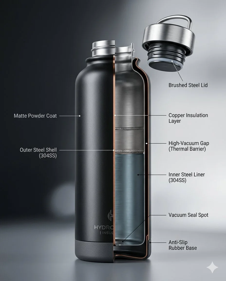 Sleek Stainless Steel Water Bottle: A Precision Engineered Masterpiece