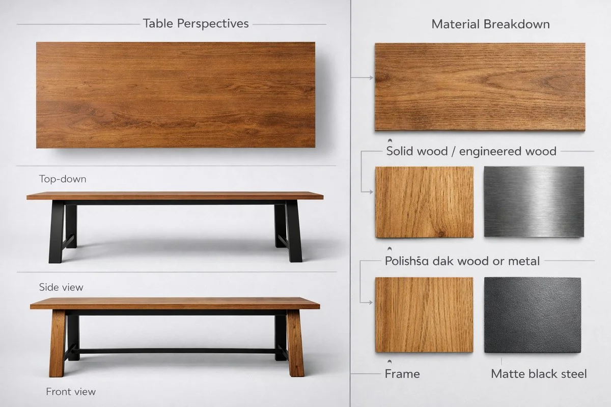 Sleek Table Design: Multi-Angle Showcase