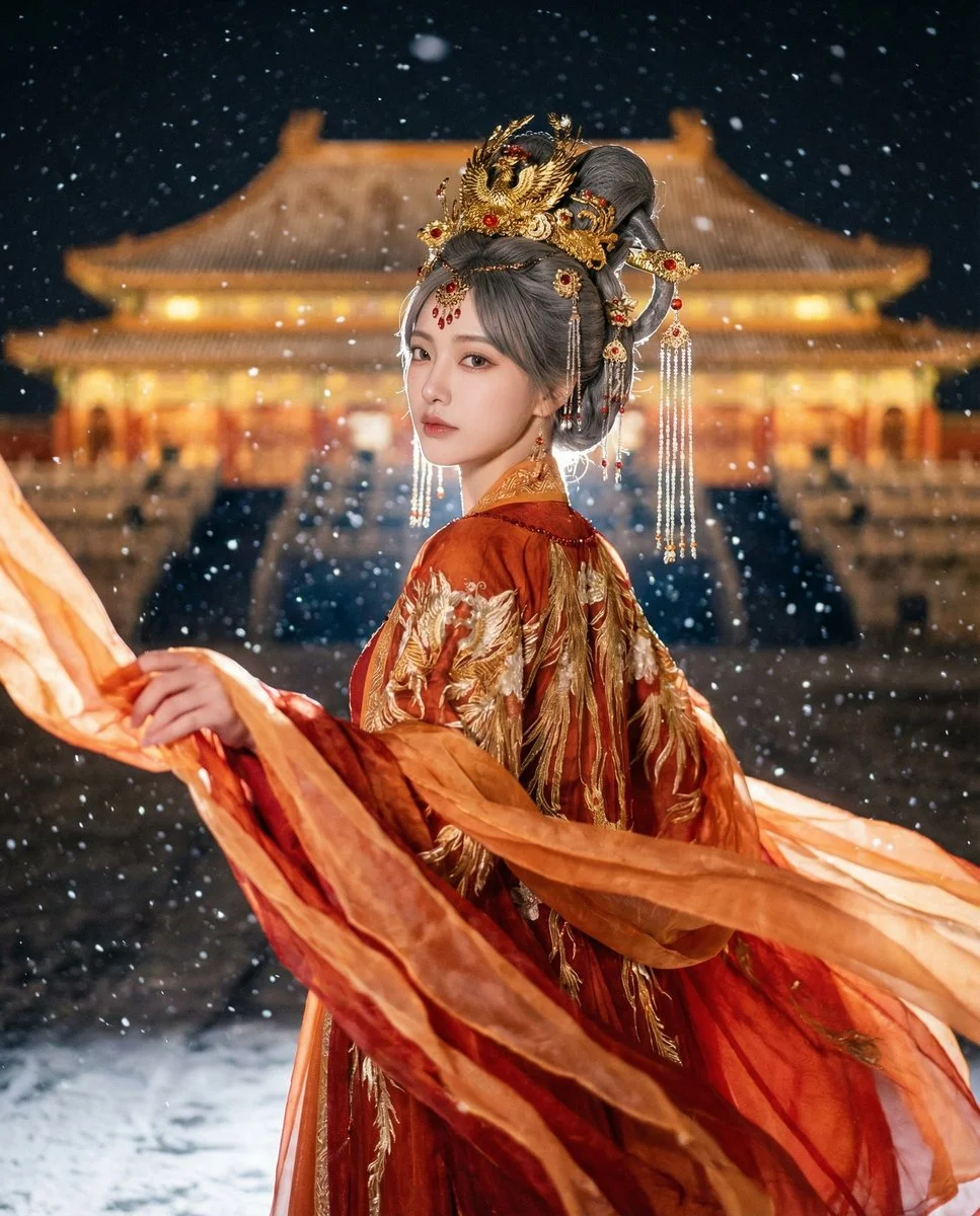 Snowy Night Enchantment at the Imperial Palace