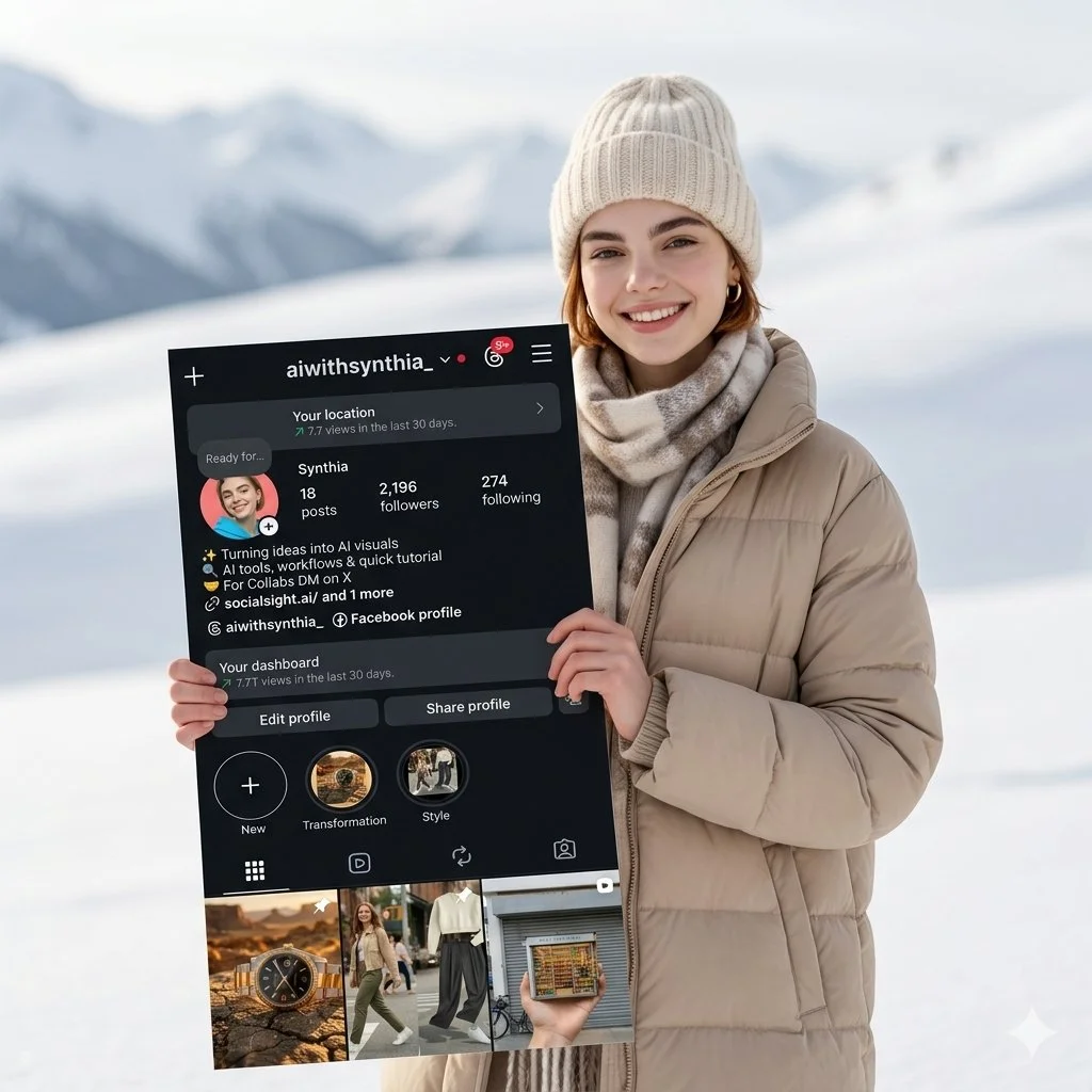 Snowy Self-Profile: Life-Sized Instagram Cutout in Winter Calm