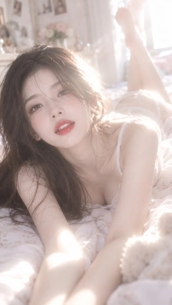 Soft CCD Portrait Captures Tall Figure Lying Prone Facing Camera