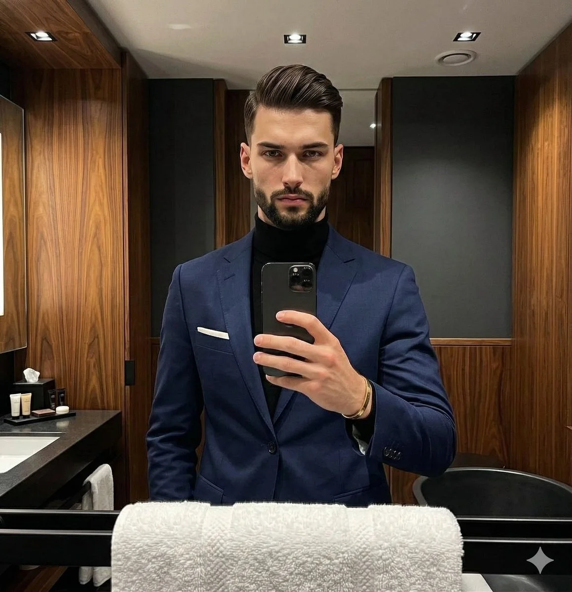 Sophisticated Portrait in Navy and Black