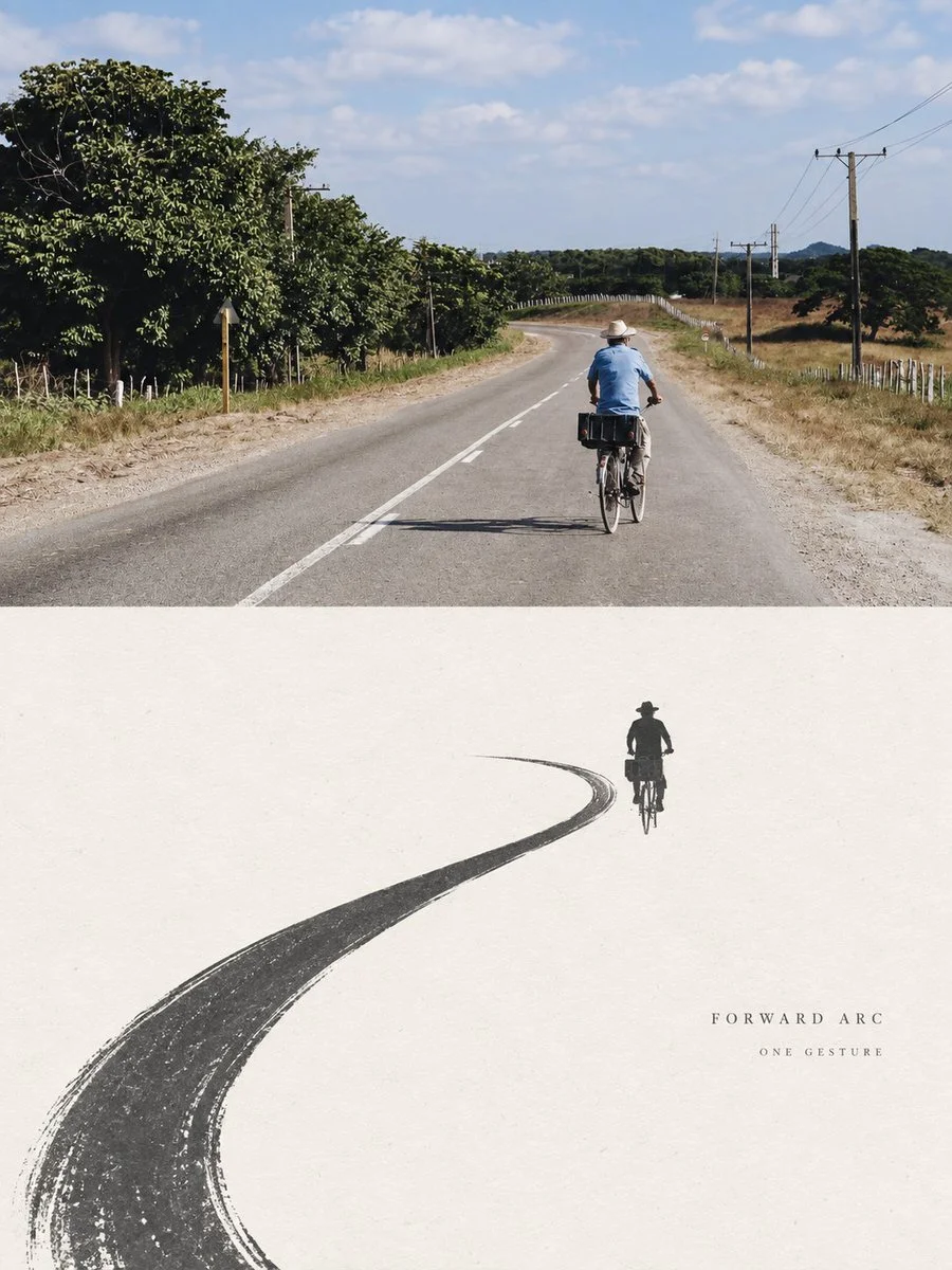 Split Canvas Reveals Photographic Reality Above and Abstract Silhouette Below