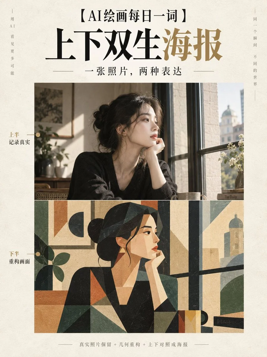 Split Poster Blends Real Photo With Geometric Flat Illustration