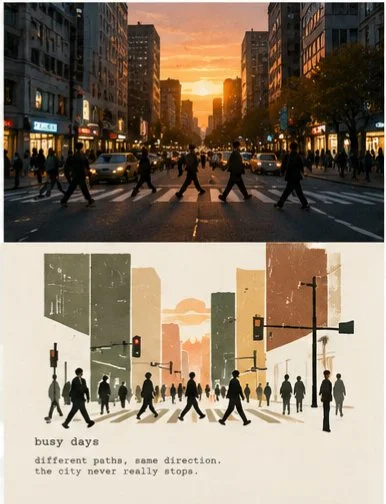 Split poster pairs a photo with its paper-cut twin