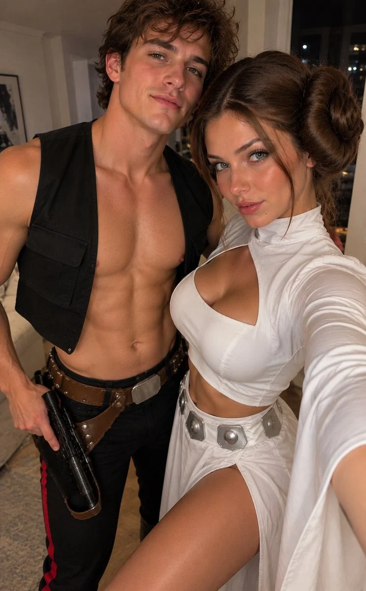 Spontaneous iPhone selfie captures Star Wars couple's Halloween joy