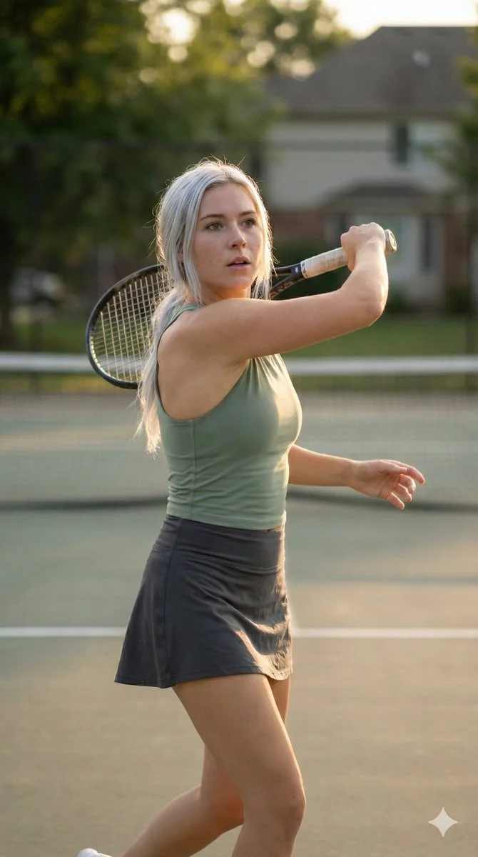 Sporty Elegance: A Tennis Star in the Golden Hour