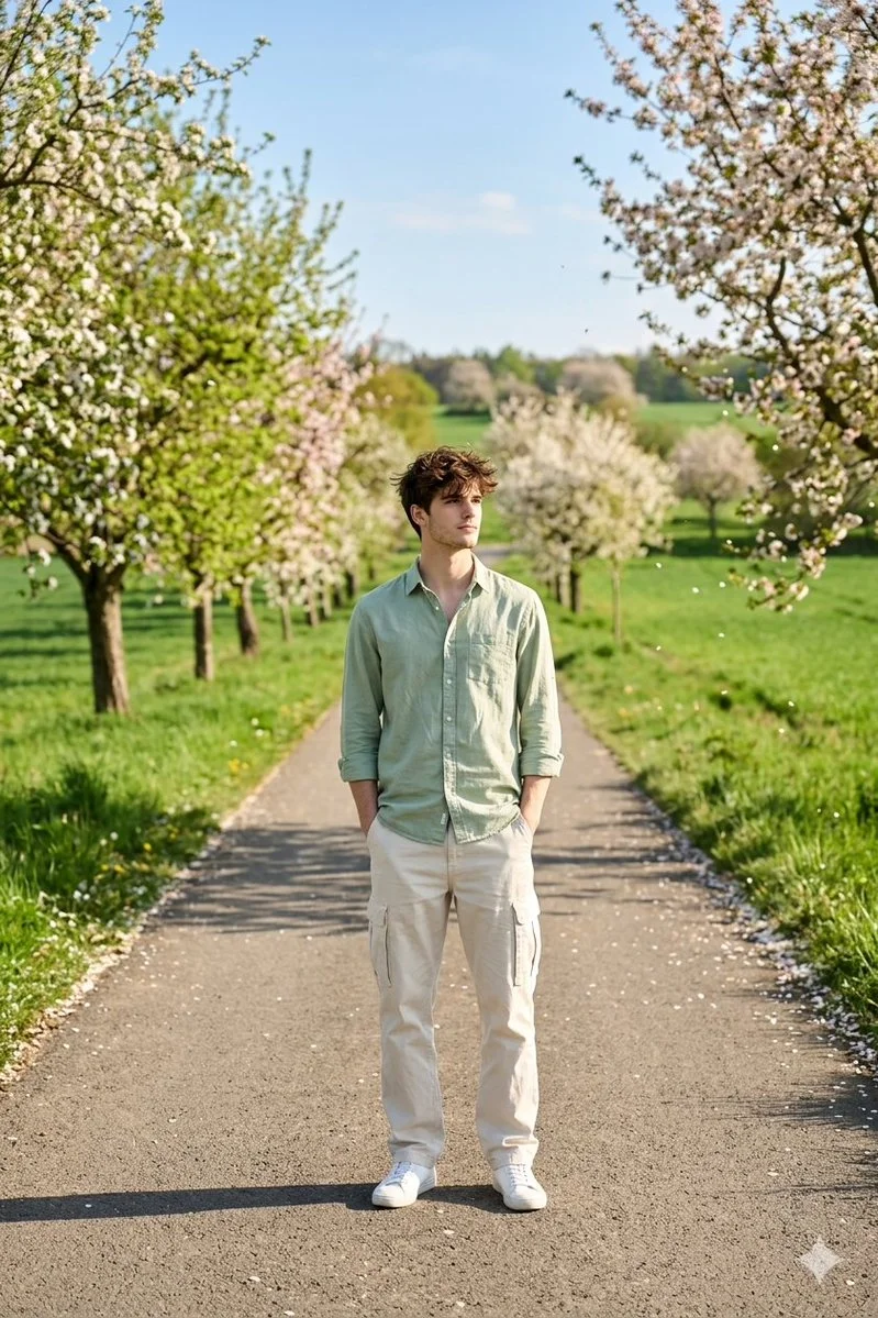 Spring Solitude on a Sunlit Countryside Road