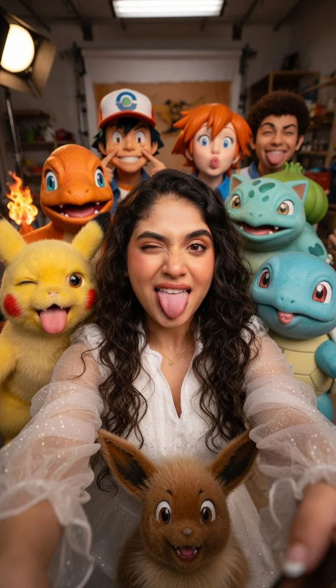Squad Selfie with Pokémon Cast Making Wild Faces