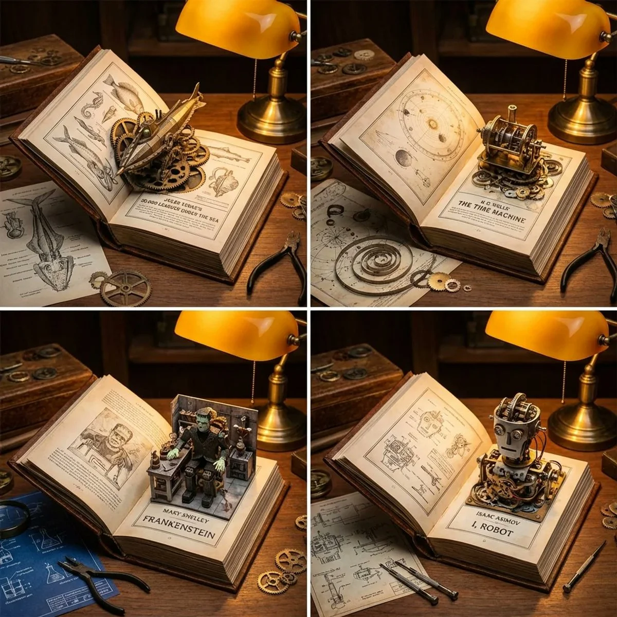 Steampunk Sci-Fi Classics in Intricate Mechanical Dioramas