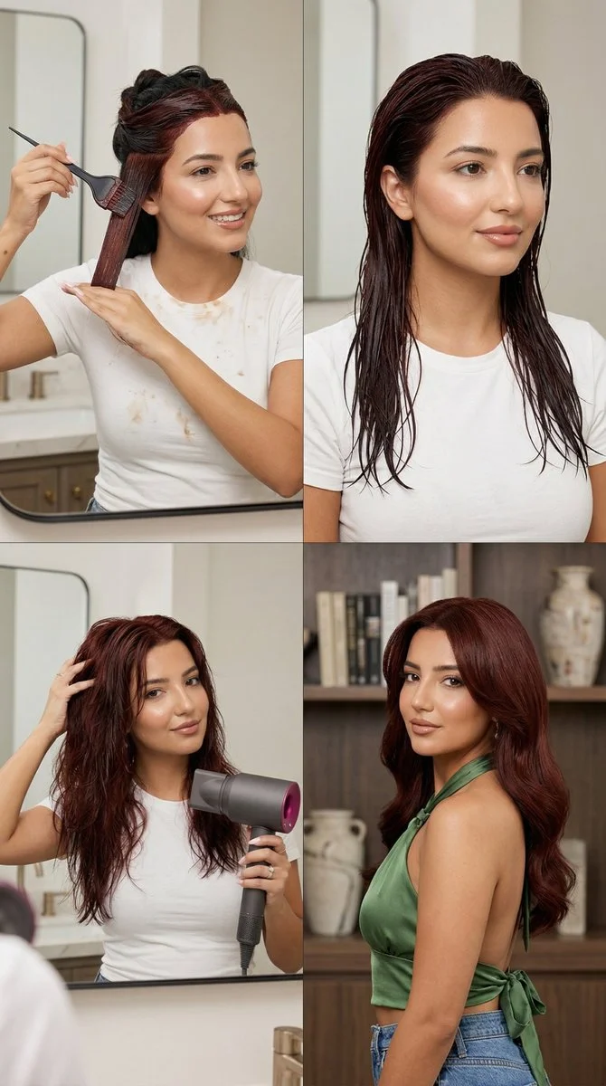 Step-by-Step Deep Auburn Hair Dye Transformation at Home