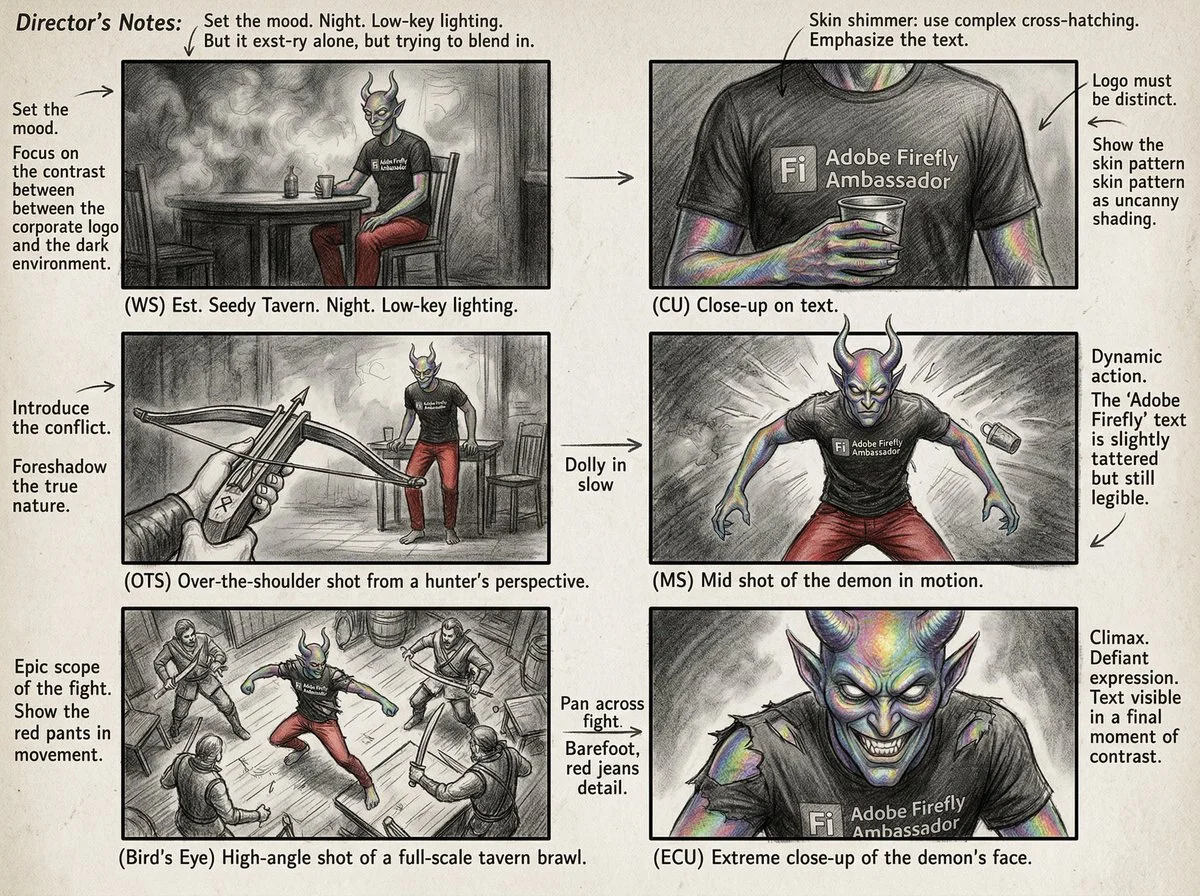 Storyboard Sequence in Pencil: Cinematic Panels Unfold