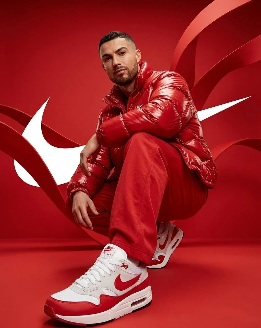 Striking Confidence in Monochrome Red: A Modern Streetwear Portrait