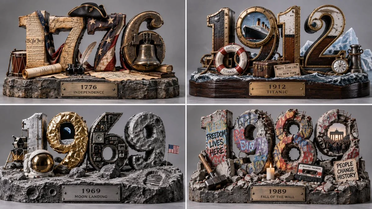 Studio macro captures four monumental years in tactile 3D typography grid