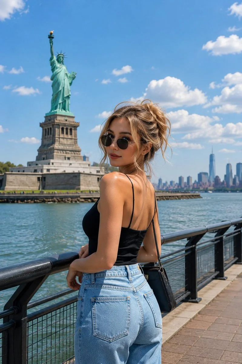 Stylish Blonde Woman Poses Elegantly by the Eiffel Tower