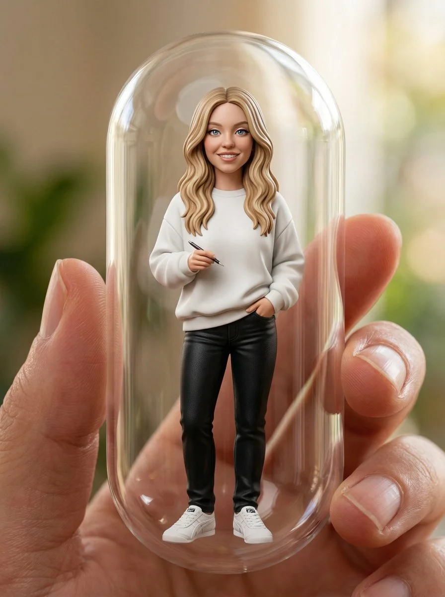 Stylized Vinyl Figure of a Confident Young Female Professor