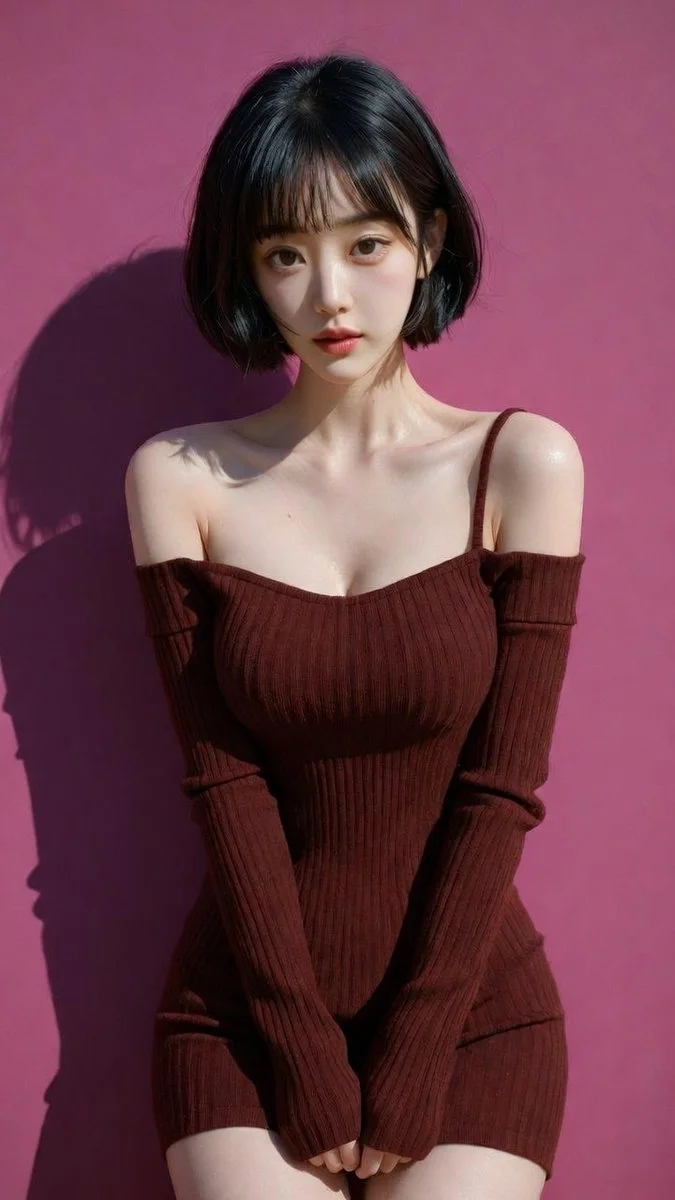 Subtle Elegance: A Reserved Pose Against a Magenta Backdrop