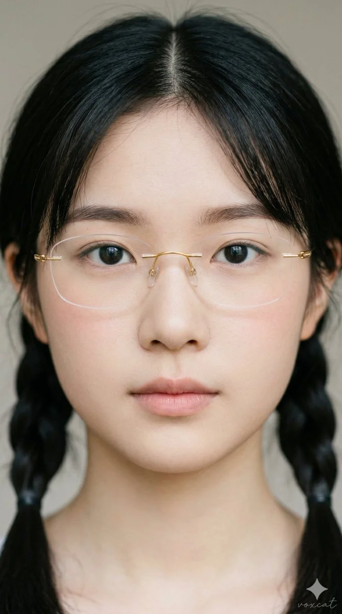 Subtle Elegance: Asian Student Portrait with Refined Facial Structure