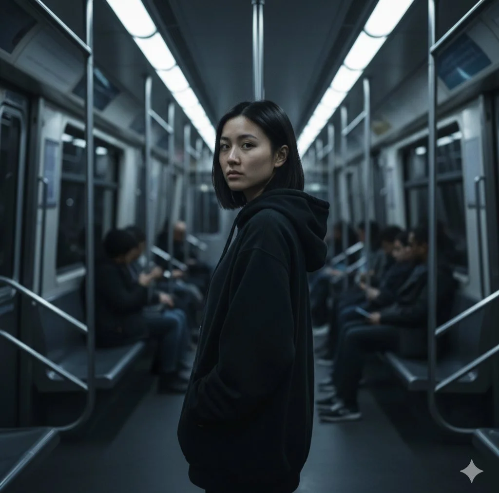 Subway Reverie: Cool Shadows and Silent Stares