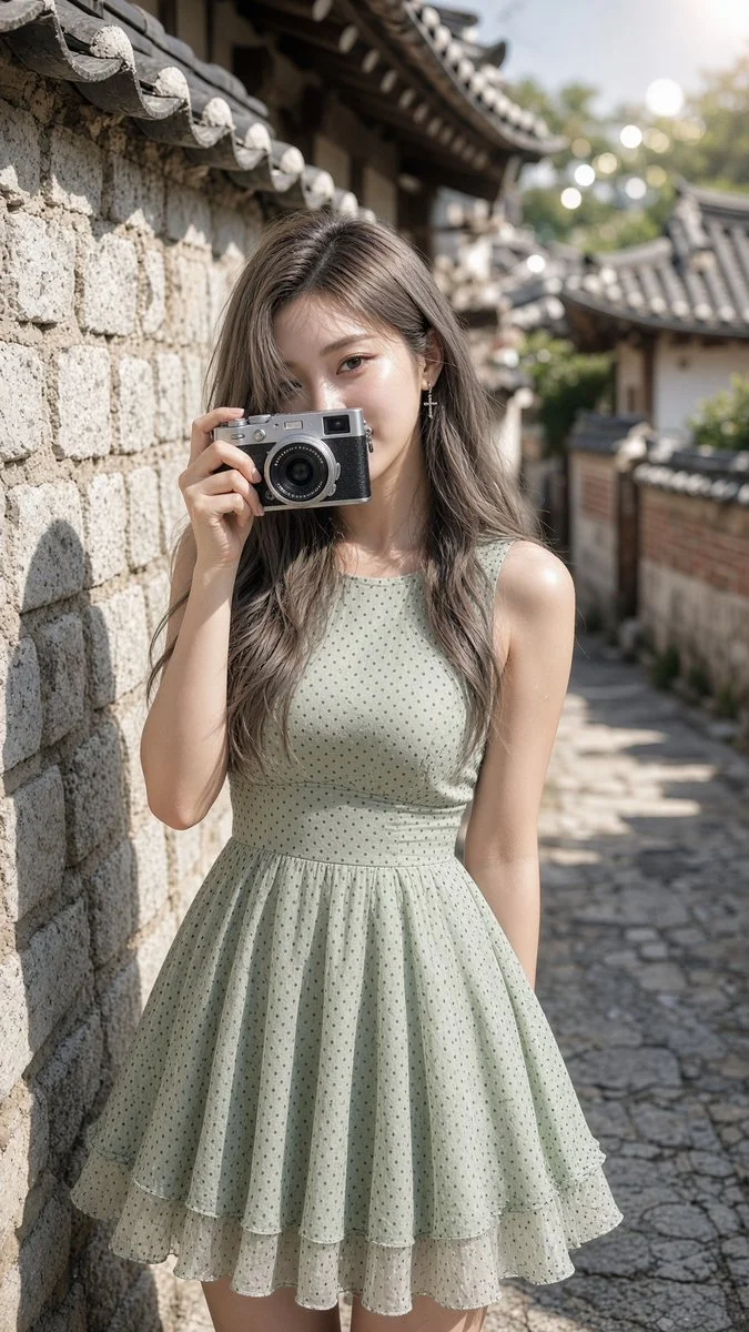 Summer light captures candid moment in Bukchon alley