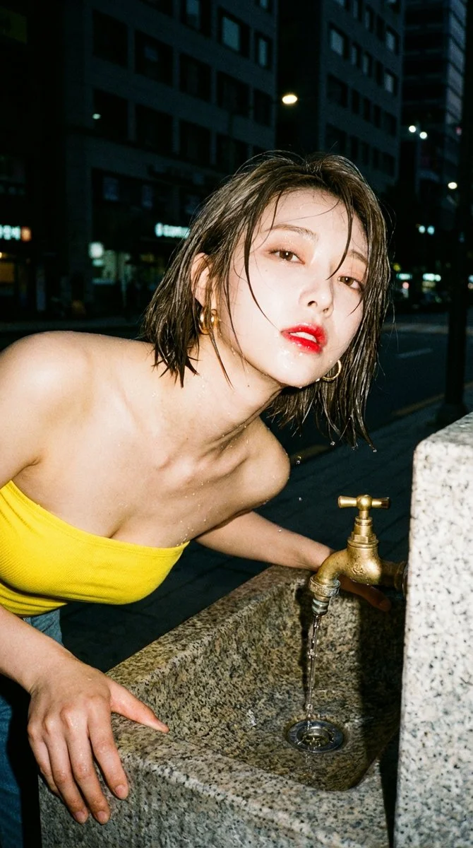 Summer's Thirst: A Midnight Fountain Escape