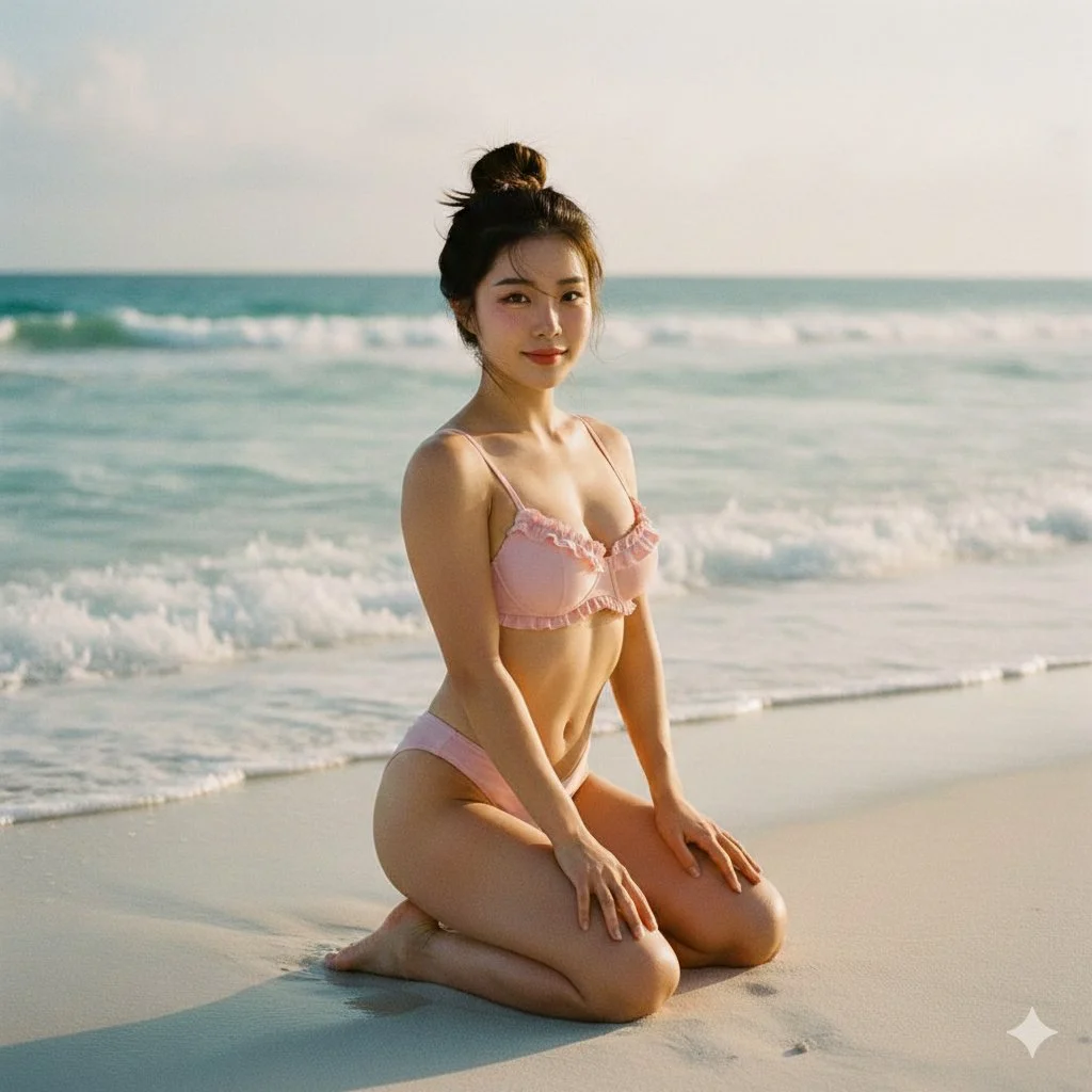 Sun-Kissed Dreams: Petite Beauty on the Shore