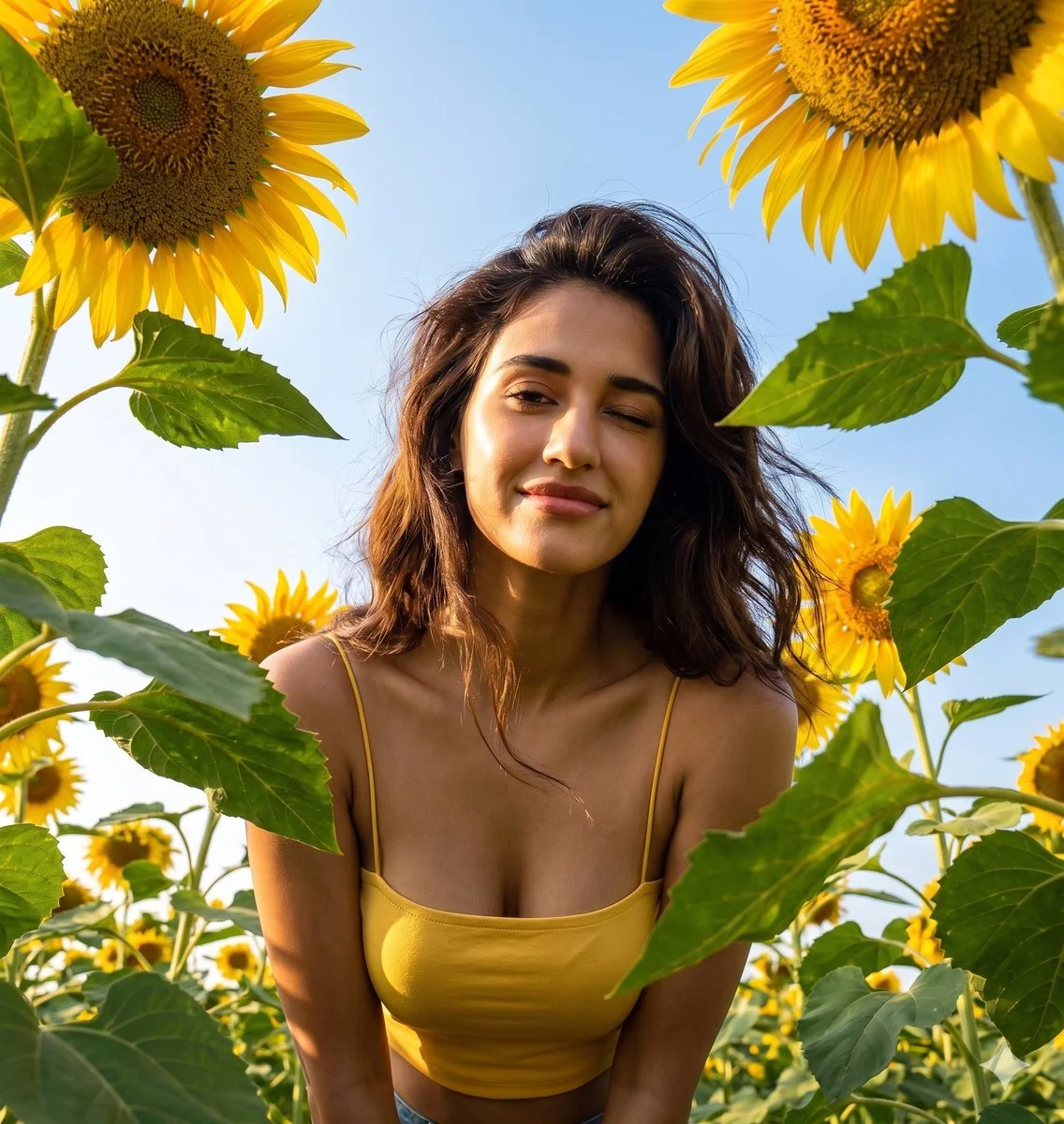 Sunflower Dreamscape: A Playful Summer Portrait