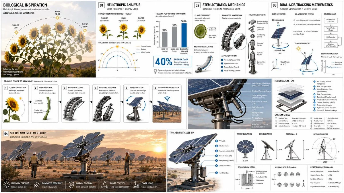 Sunflower-inspired solar panels track the sun for optimal energy