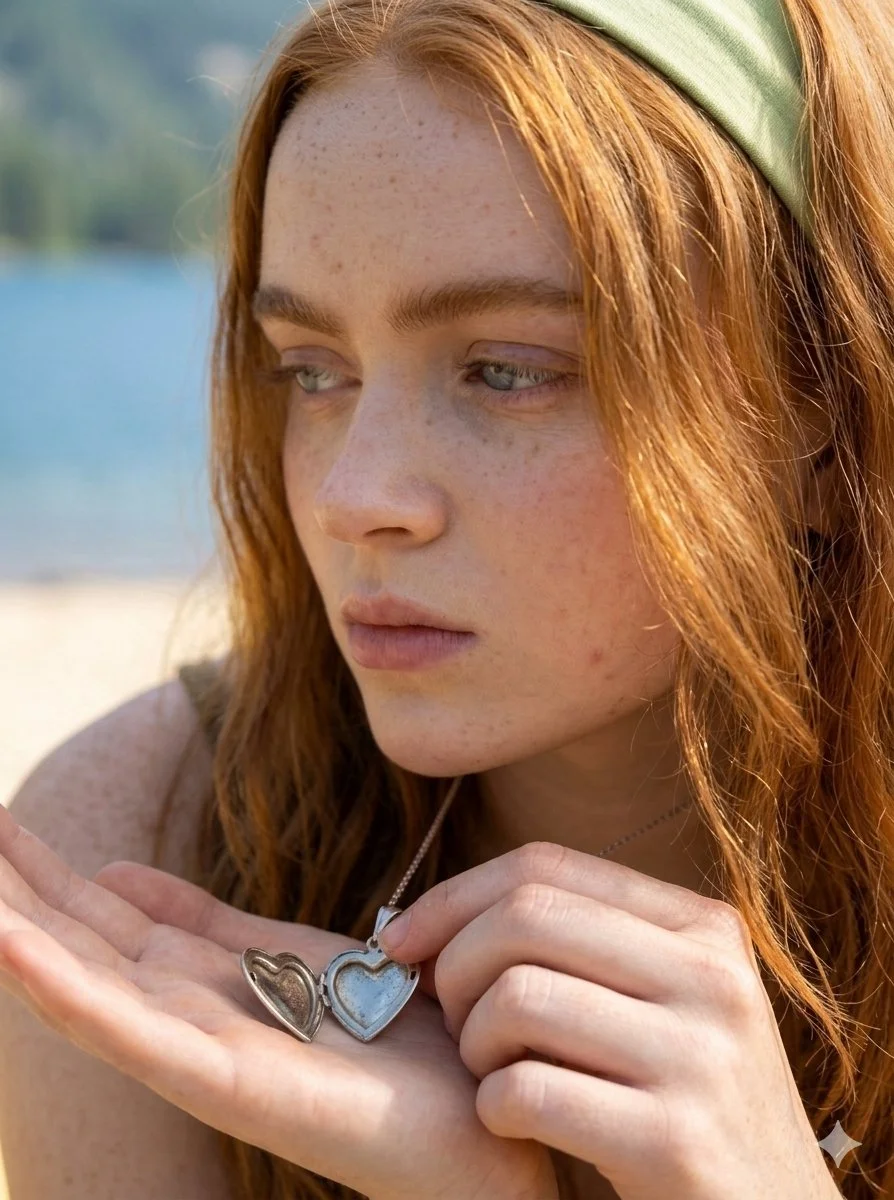 Sunlit Confidence: Fashion Meets Nature on a Serene Lakeside Beach