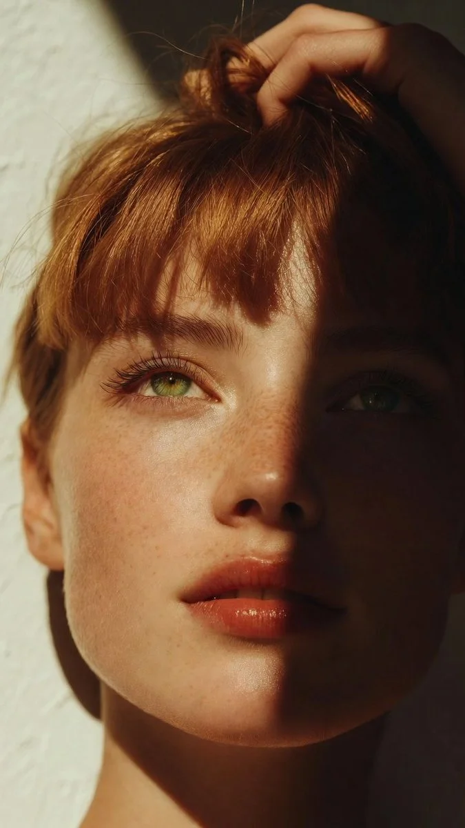 Sunlit Gaze: Auburn Portrait in Detail