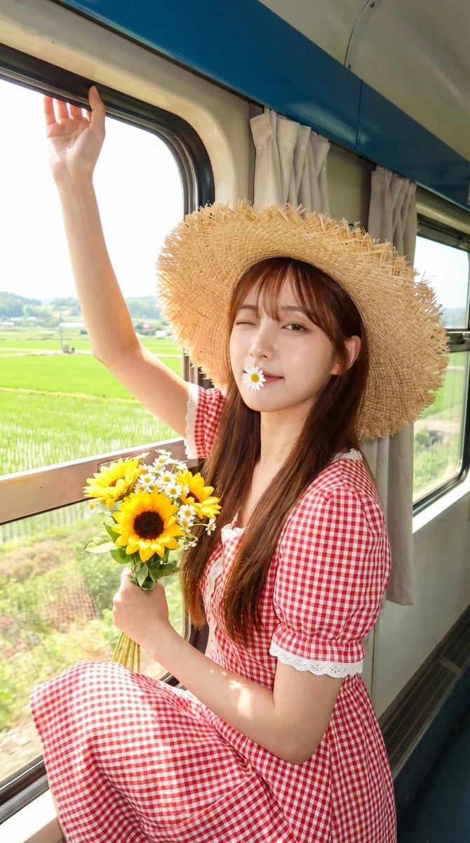 Sunlit Glimpses Through a Train Window
