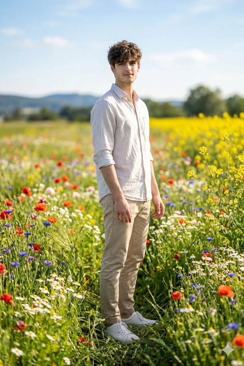 Sunlit Serenity in a Blooming Field