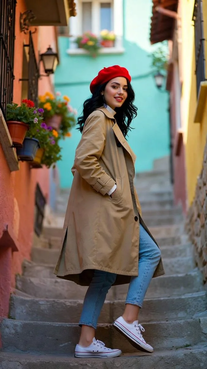 Sunlit Steps: Cinematic Street Elegance