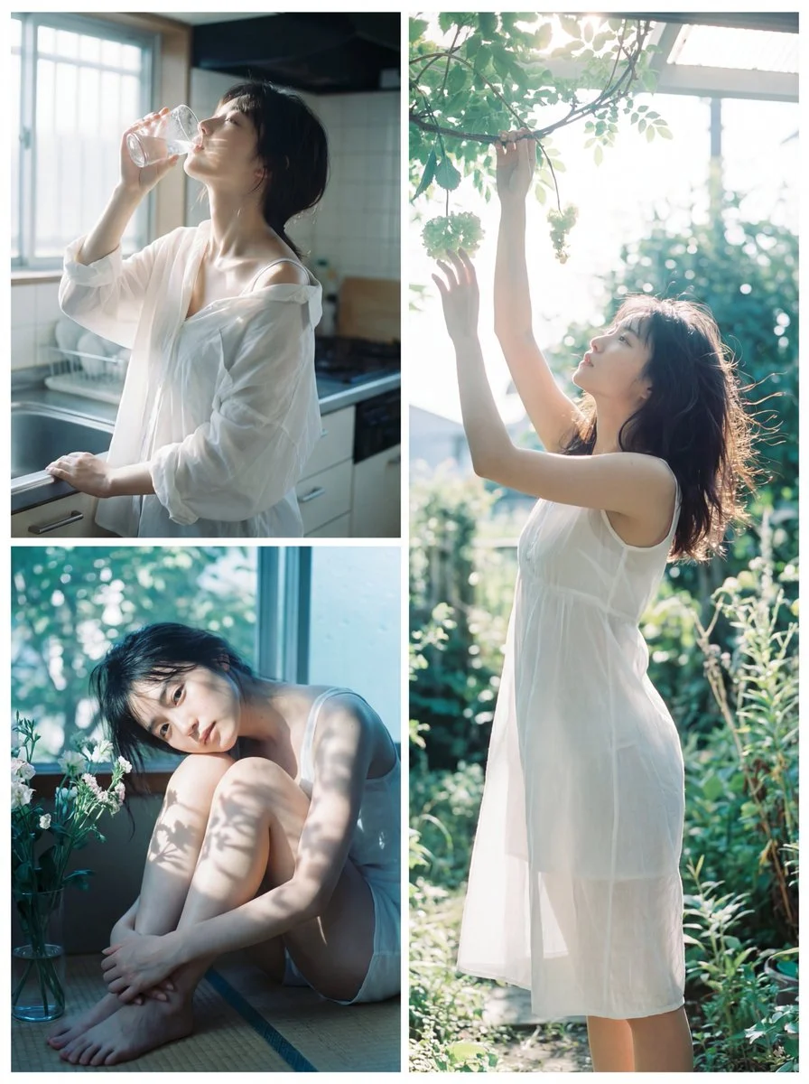 Sunlit Whispers: Ethereal Portrait Triptych