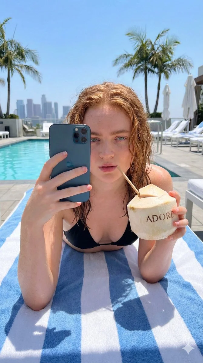 Sunny LA Vibes: Poolside Selfie Perfection