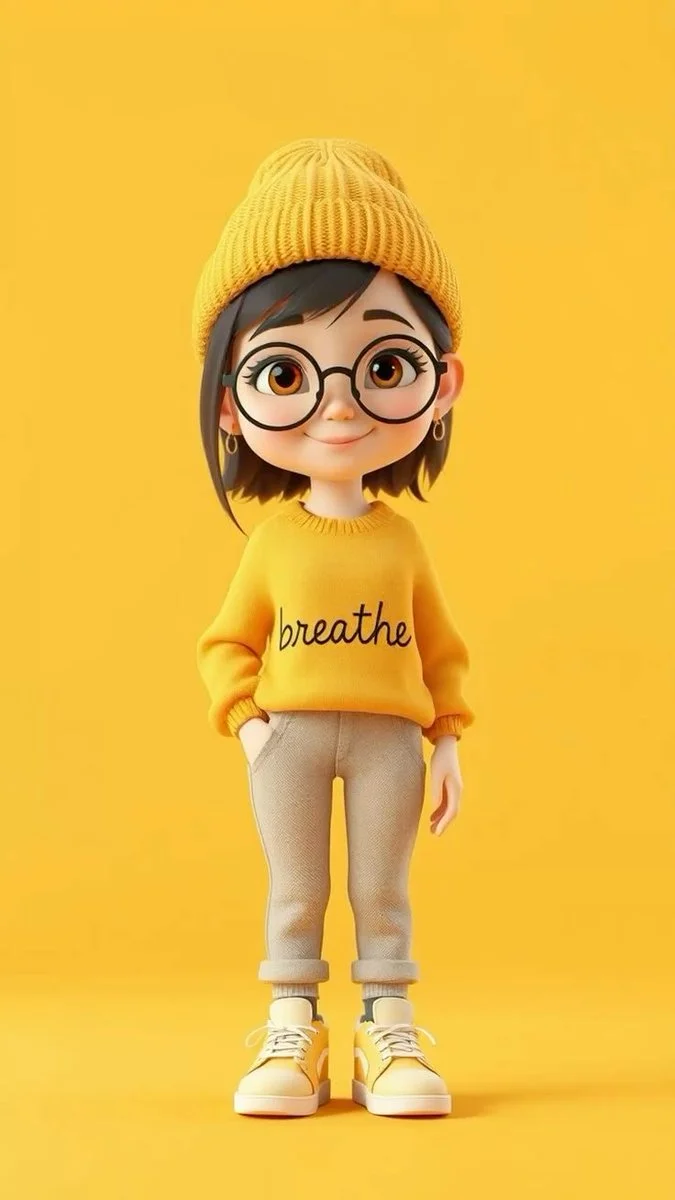 Sunny Pixar-Style Cartoon Girl in Yellow