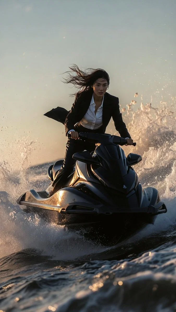 Sunset Chase: Spy on the Waves