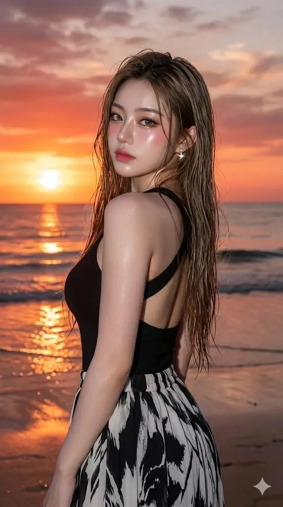 Sunset Elegance: Beach Beauty in Ultra-Realistic Detail