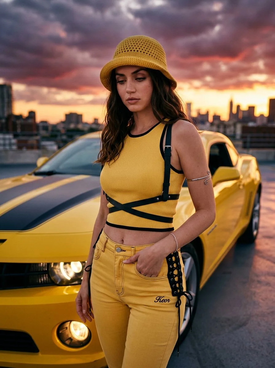 Sunset Reverie: A Moment of Poise Amid Fiery Skies