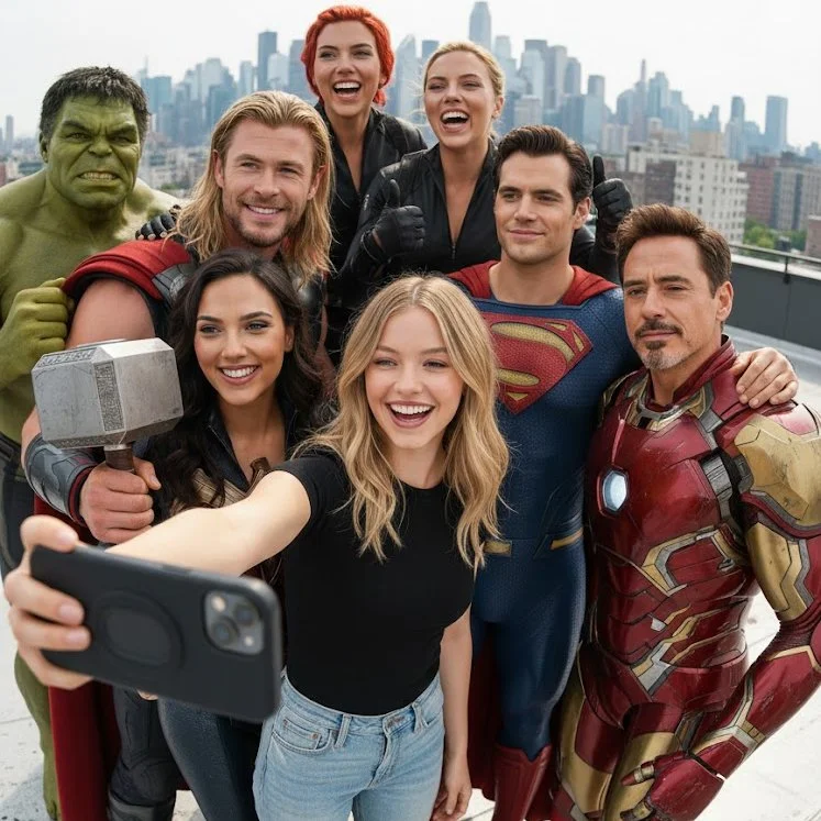 Superhero Squad Selfie: A Star-Studded Moment