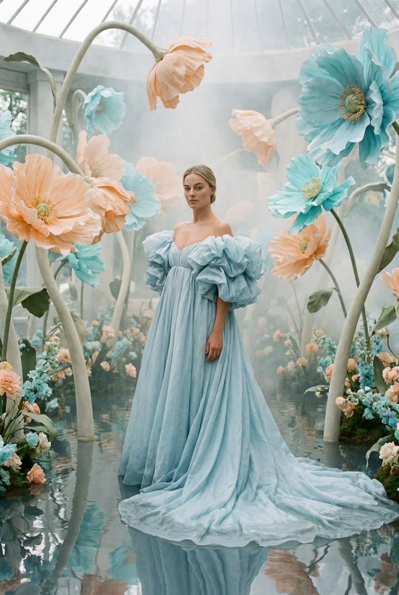 Surreal Botanical Elegance in a Flooded Pavilion