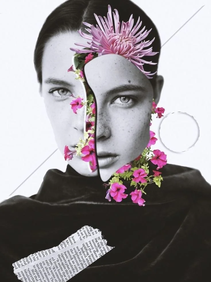Surreal Floral Face Mask Portrait Reveals Hidden Blossoms Within