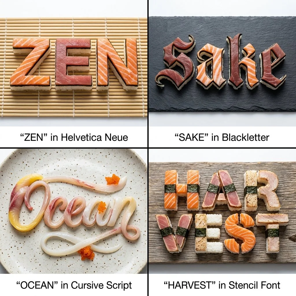Sushi Typography: Four Fonts Crafted from Fresh Sashimi