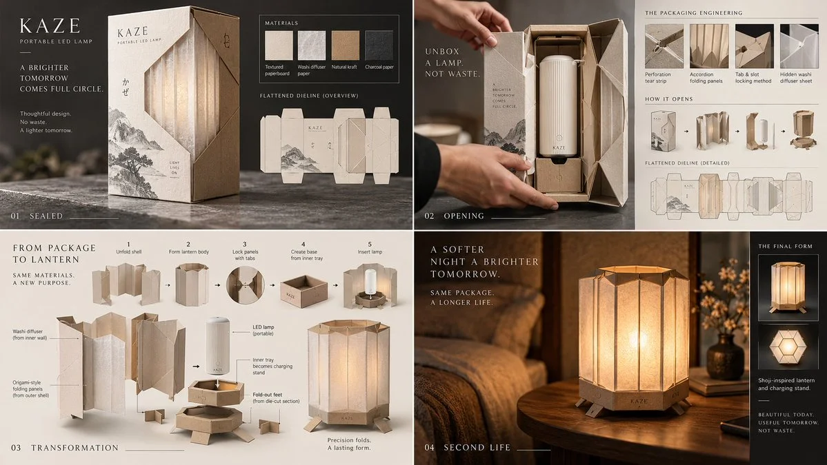 Sustainable Packaging Transforms into a Display Shelf for Shoes
