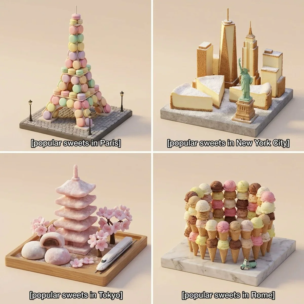 Sweet Cityscapes: 3D Dessert Dioramas of Four Famous Cities