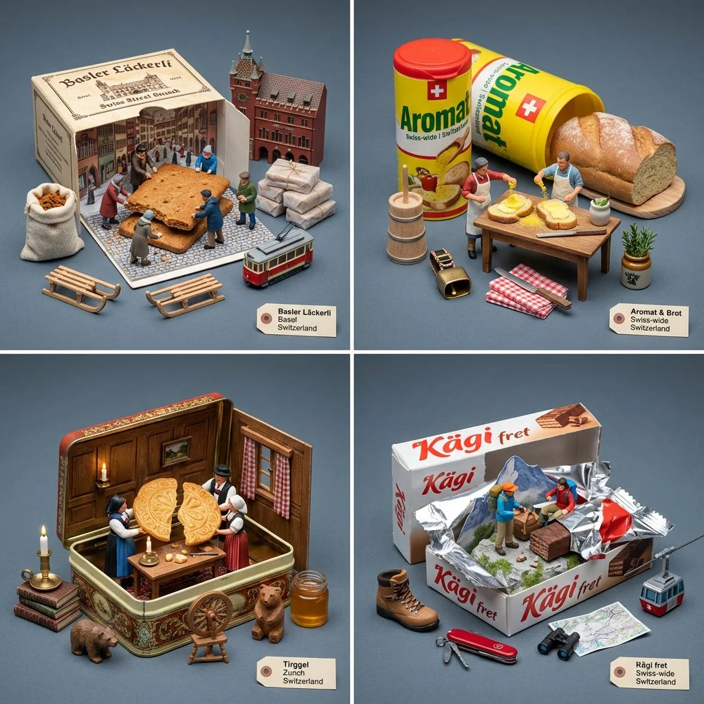 Swiss Snack Culture in Miniature: Four Unique Treats as Micro Dioramas