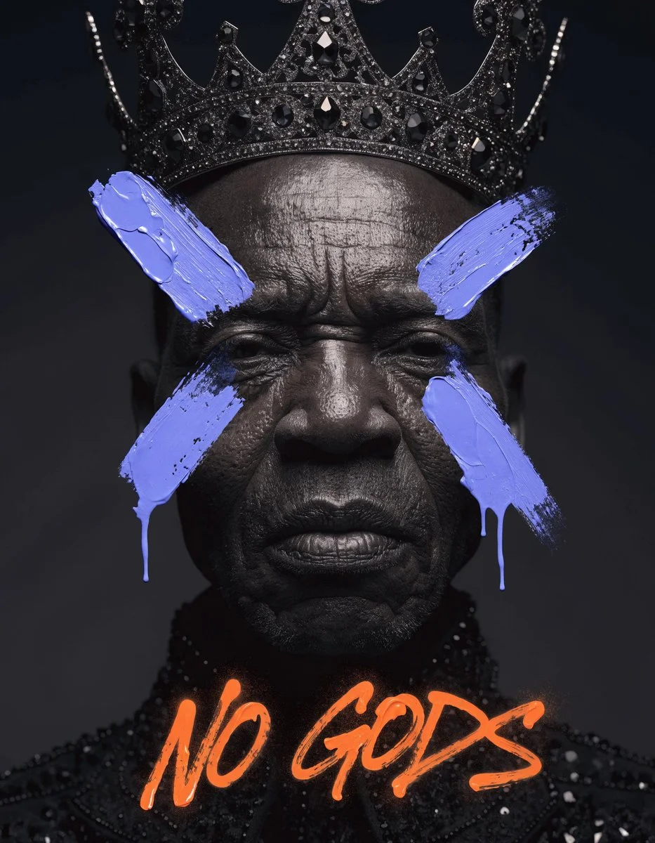 Symbolic Graffiti in a Dark Regal Portrait